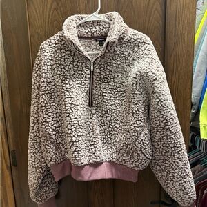 Express Textured Mauve Sherpa Zip-Up